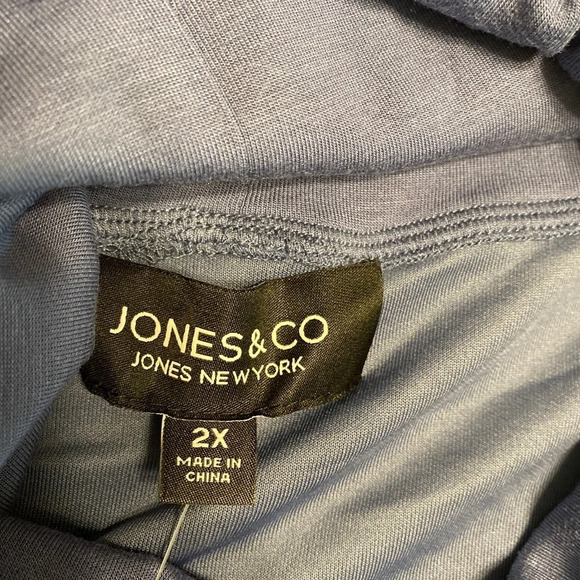 NWT Jones New York Jones & Co Blue Drawstring Cowl Neck Top Sweatshirt - Picture 7 of 8